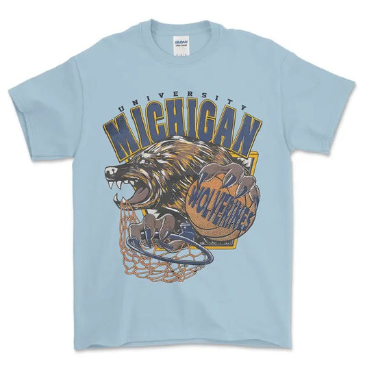 Michigan Wolverines Men's Basketball T-Shirt, graphic vintage sports tees for men