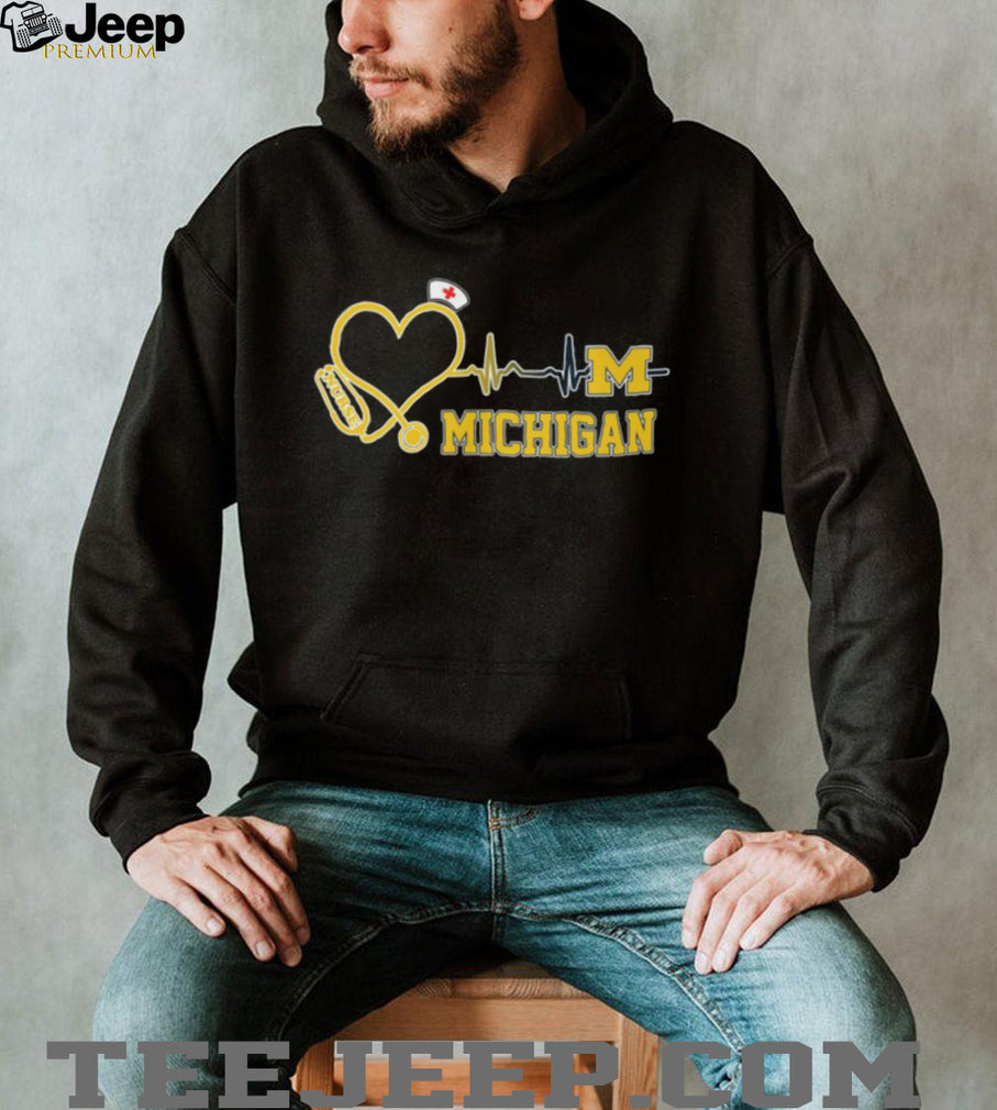 Michigan Wolverines Nurse Heartbeat Stethoscope T Shirt