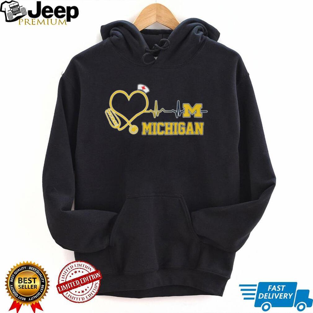 Michigan Wolverines Nurse Heartbeat Stethoscope T Shirt