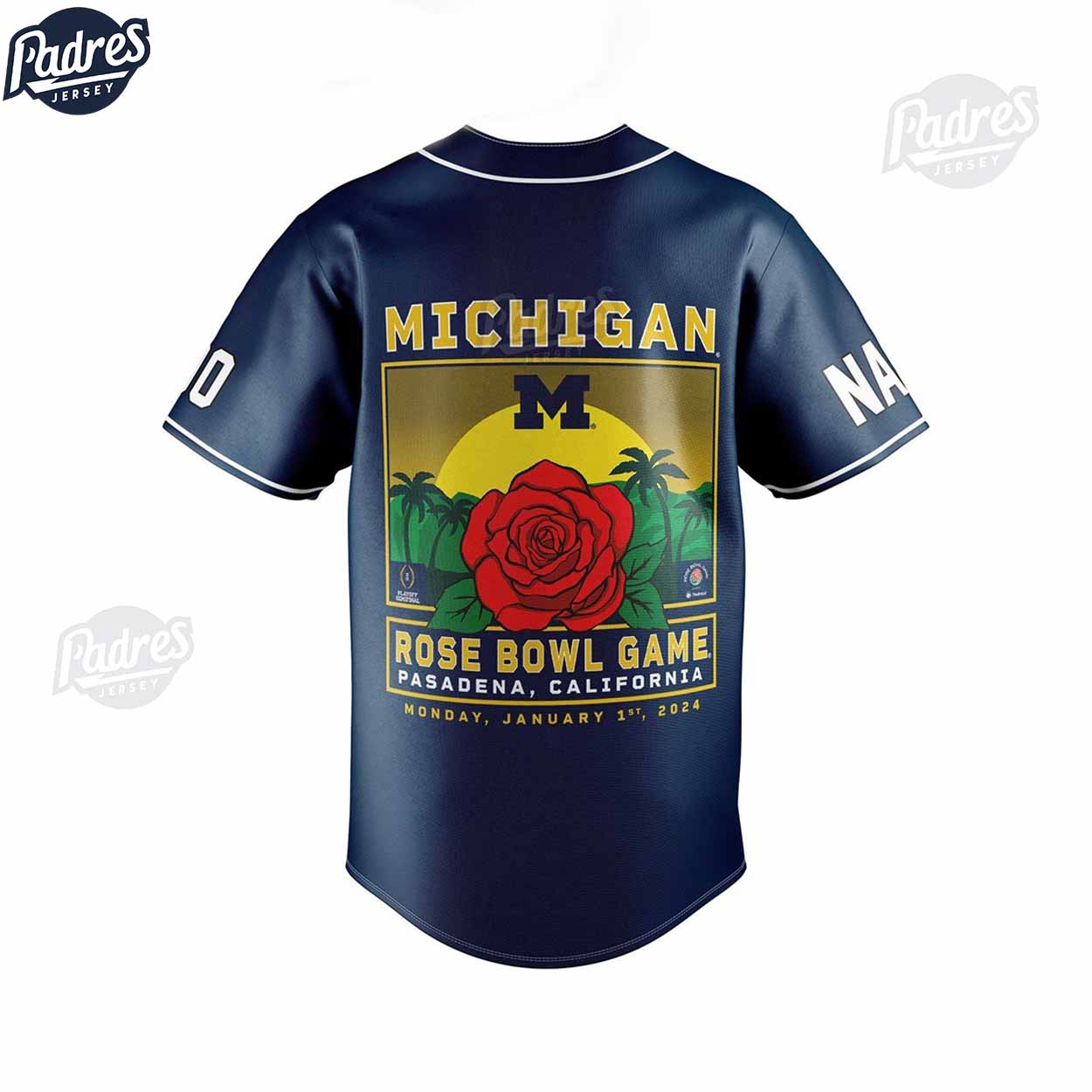 Michigan Wolverines Rose Bowl Game Personalized Baseball Jersey - Padres Jersey Oasis: Elevate Your Baseball... (Image 2)