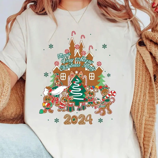 Mickey's Very Merry Christmas Party 2024 Shirt Festive Gingerbread Wonderland Holiday Celebration Tee Perfect For Disney Christmas Magic