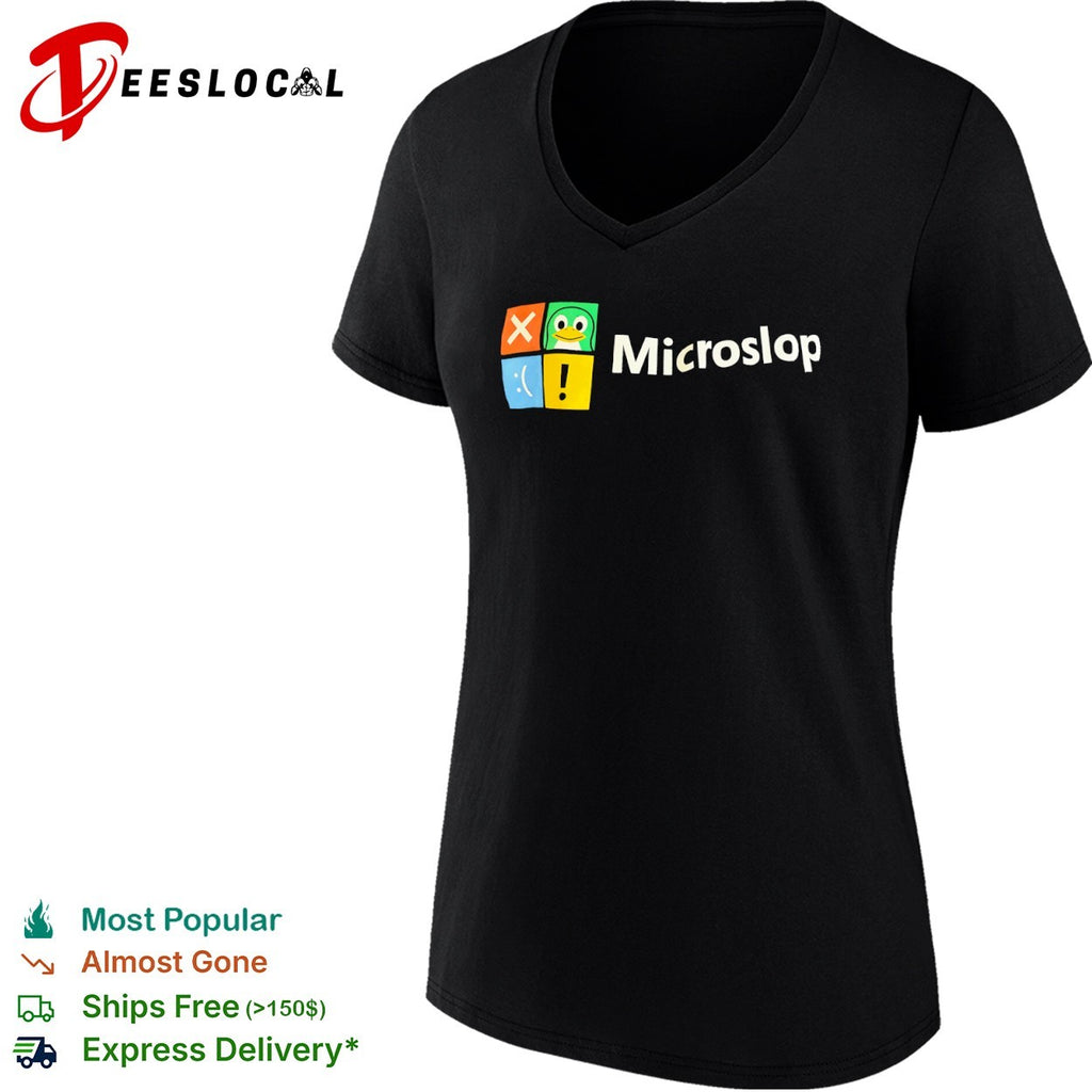 Microslop Linux Tux parody shirt