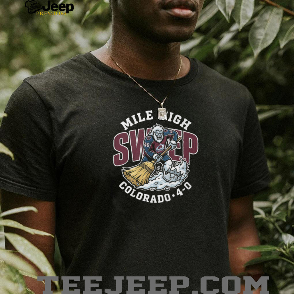 Mile High Sweep Colorado Yeti Hockey Mascot With Broom Sports Fan T Shirt