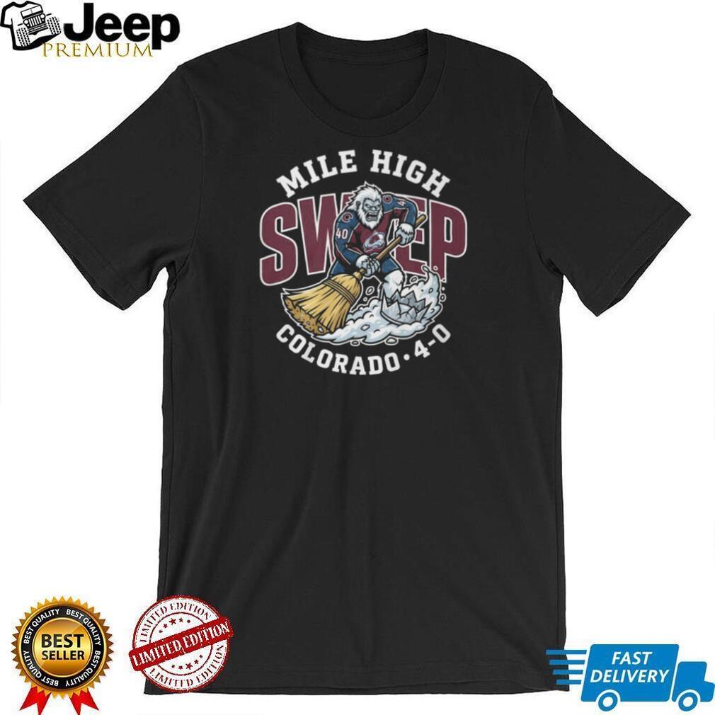 Mile High Sweep Colorado Yeti Hockey Mascot With Broom Sports Fan T Shirt
