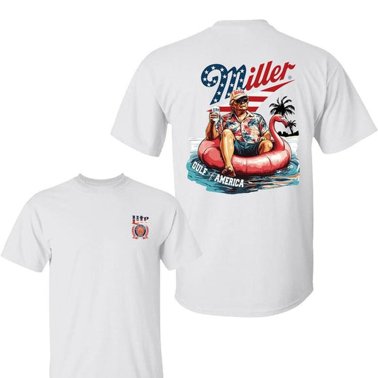 Miler Lite T-Shirt, Gulf of America Shirt, Flamingo Float Graphic, Patriotic Top for Trump Supporters, For Men, Women