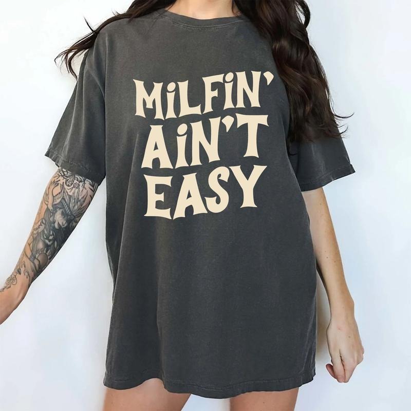 Milfin' Ain't Easy Comfort Colors Shirt, Funny Milf And Cookies T-shirt, Cool Mom Graphic Tee, Positive Mom Life Clothing, Self Love Mama Outfits