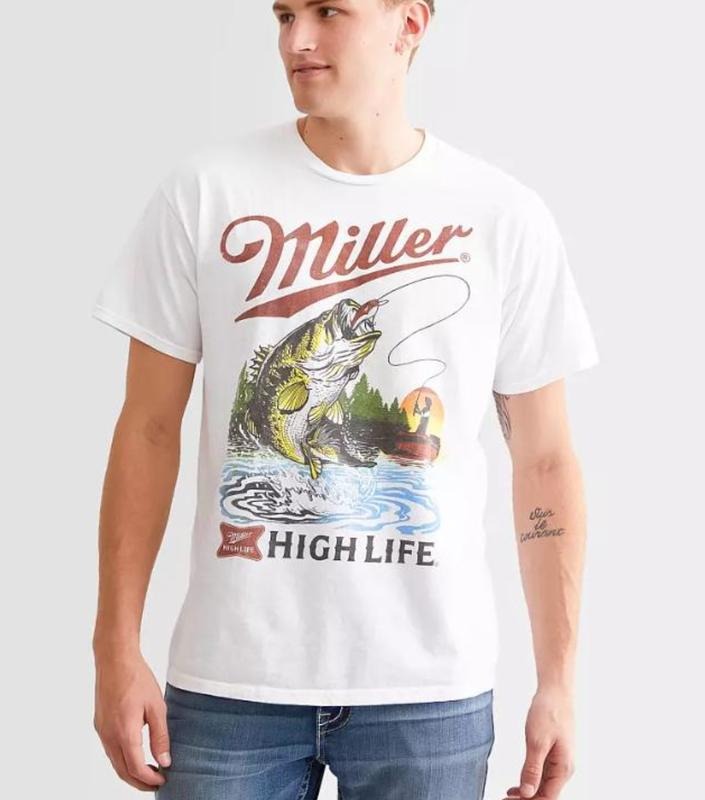Miller High Life Go Fishing Shirt, Miller Beer shirt, Drinking Shirt, Vintage Miller High Life Tshirt Menswear Top