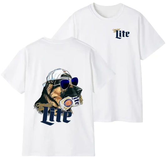 Miller Hunting German Shephered Dog 2 Siders T-Shirt, Miler Lite T-Shirt, Perfect For Beer Lovers, Unisex T-Shirt for Men and For Women