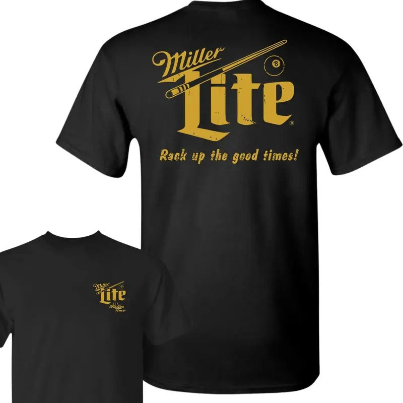 Miller Lite Rack Up T-Shirt, 2 Side T-Shirt, Fashion For All, Vintage T-Shirt, Men's Clothes, Men's Tshirt