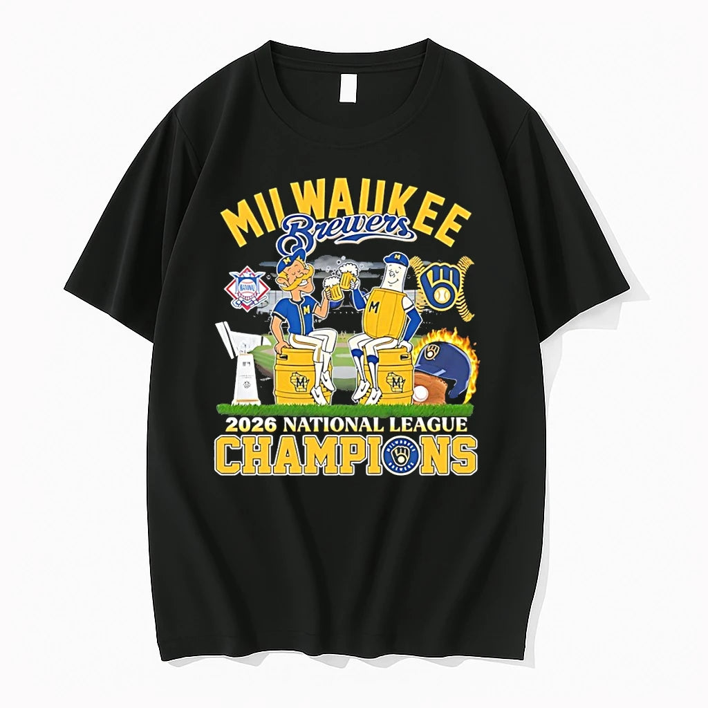 Milwaukee Brewers 2026 National League Champions Mascot Drink Beer Tshirts Sweater