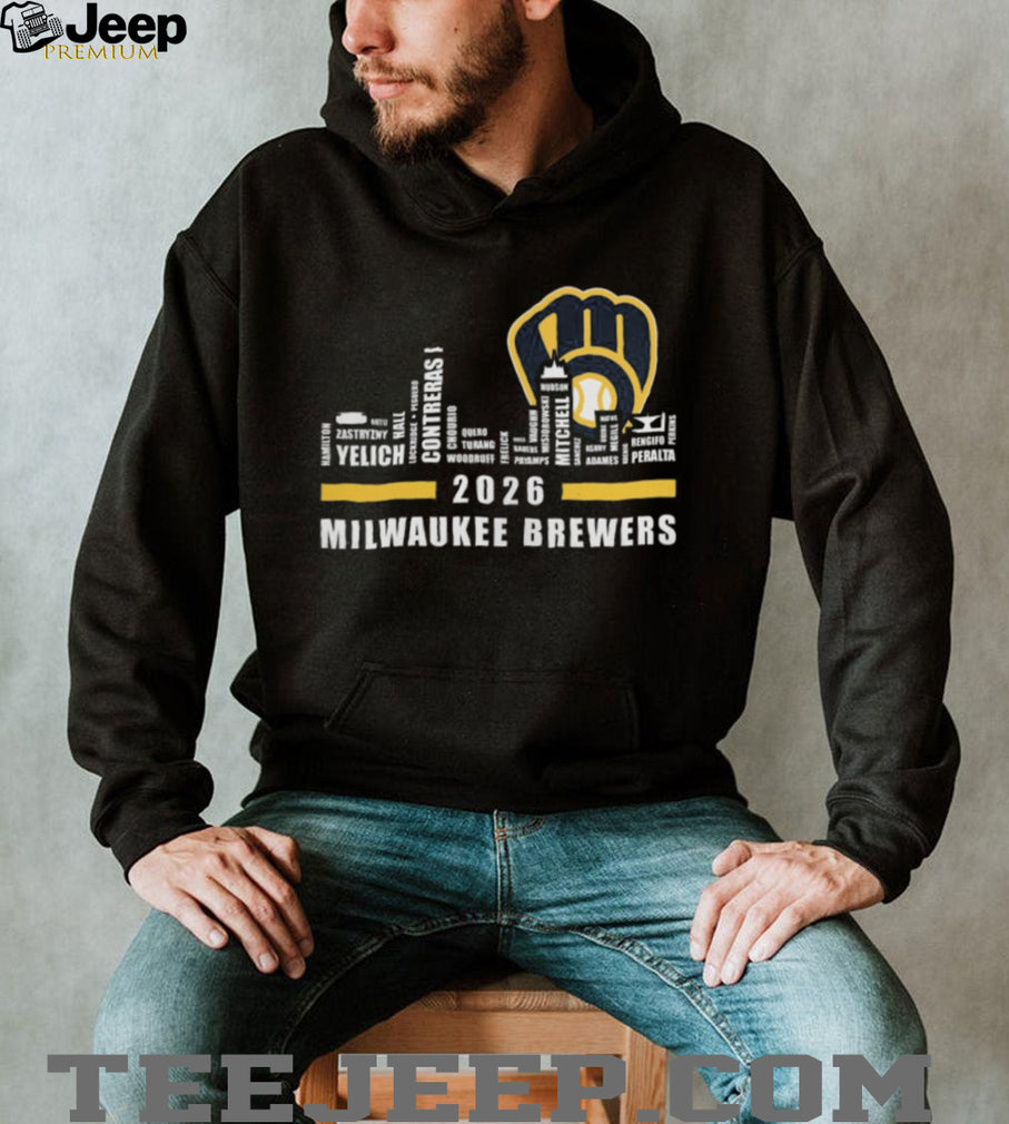 Milwaukee Brewers 2026 Roster Skyline T Shirt Yelich & Contreras