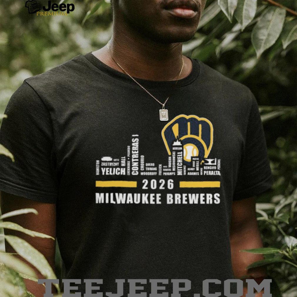 Milwaukee Brewers 2026 Roster Skyline T Shirt Yelich & Contreras