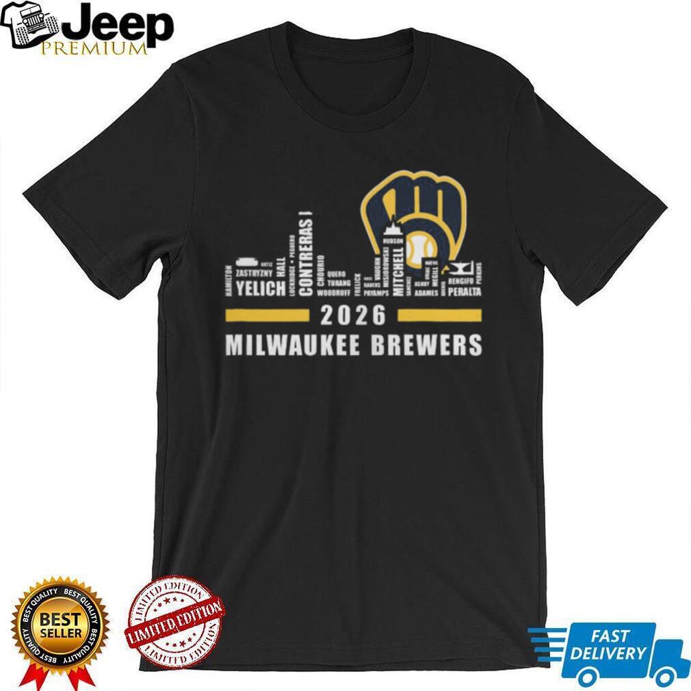 Milwaukee Brewers 2026 Roster Skyline T Shirt Yelich & Contreras