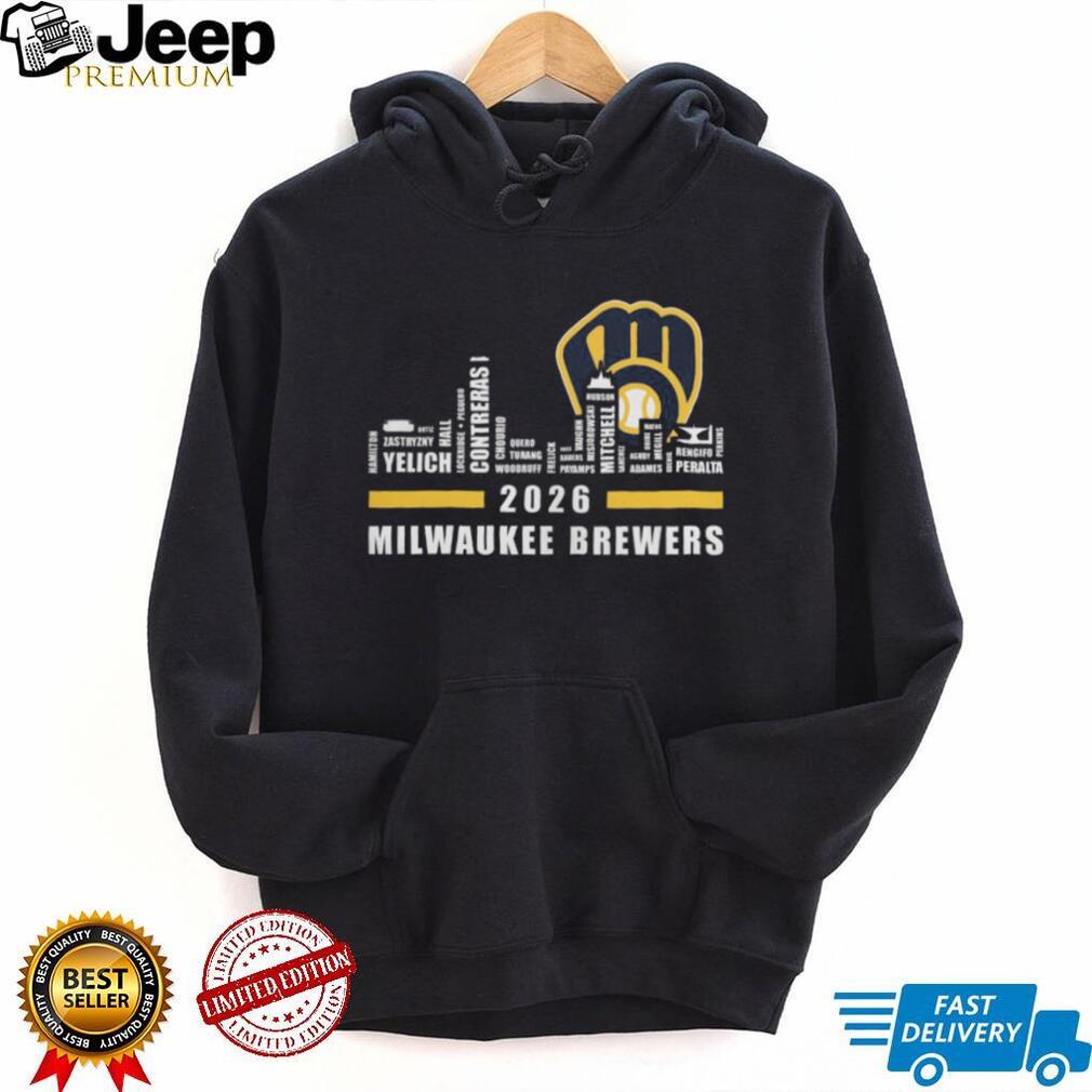 Milwaukee Brewers 2026 Roster Skyline T Shirt Yelich & Contreras