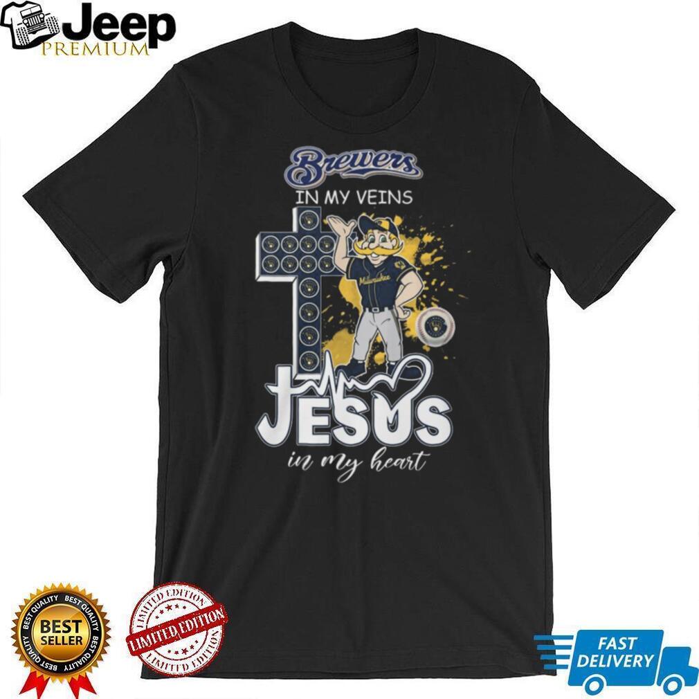 Milwaukee Brewers In My Veins Jesus In My Heart Baseball T Shirt