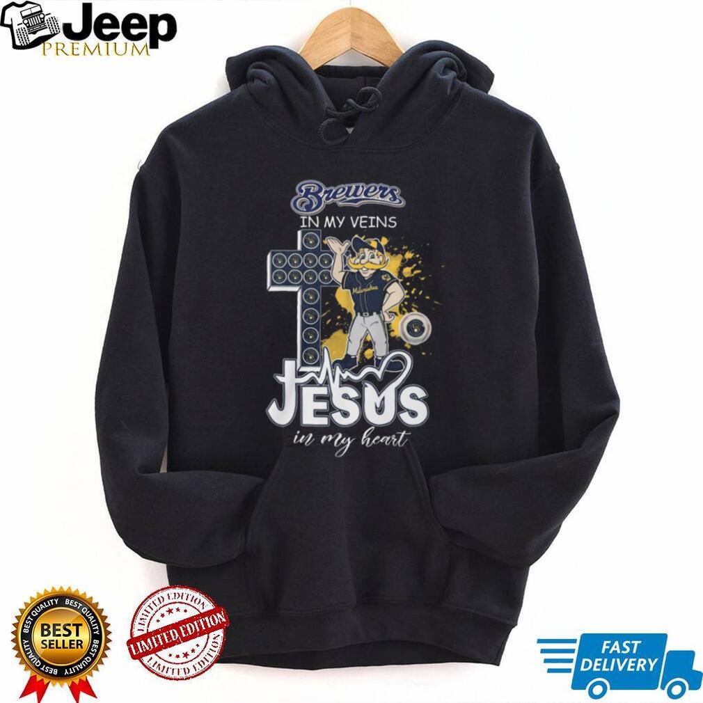 Milwaukee Brewers In My Veins Jesus In My Heart Baseball T Shirt
