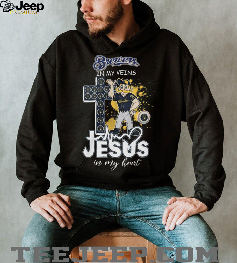 Milwaukee Brewers In My Veins Jesus In My Heart Baseball T Shirt