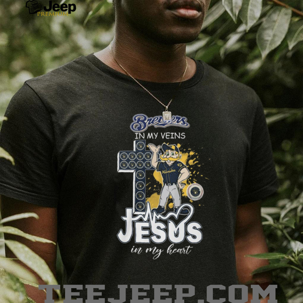 Milwaukee Brewers In My Veins Jesus In My Heart Baseball T Shirt