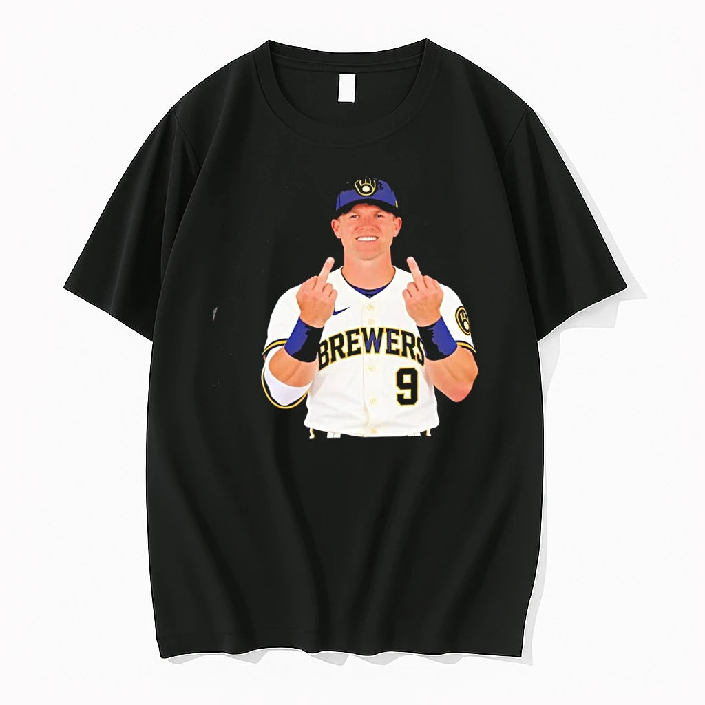 Milwaukee Brewers No 9 Jake Bauers Baseball Middle Finger Tshirts Sweater