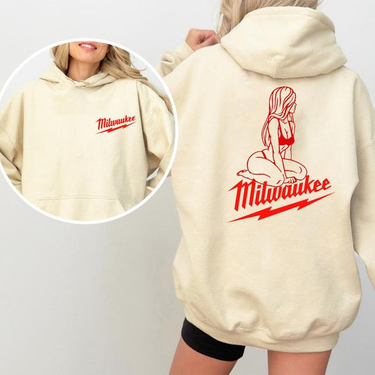 Milwaukee Girl Graphic Hoodie, Trendy Vintage Apparel for Women, Bold Retro Milwaukee Design, Unique Casual Streetwear Top, Heavyweight Cotton Hoodie, Gift For Him, For Her