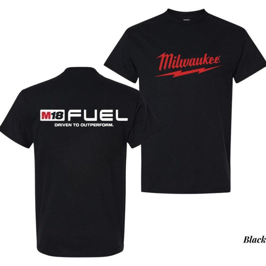 Milwaukee M18 Fuel Double the Power T-Shirt, Vintage Graphic Tee, Unisex Casual Soft Cotton Shirt for Everyday Wear Menswear Top