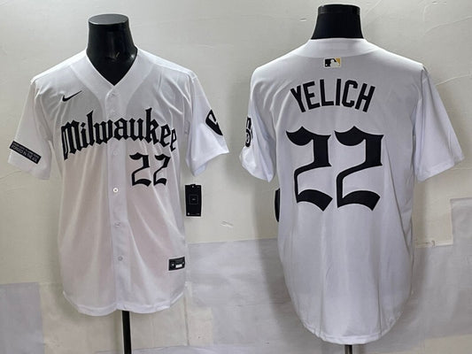 Milwaukee Brewers #22 Christian Yelich Brewers 5 Collaboration Style 2