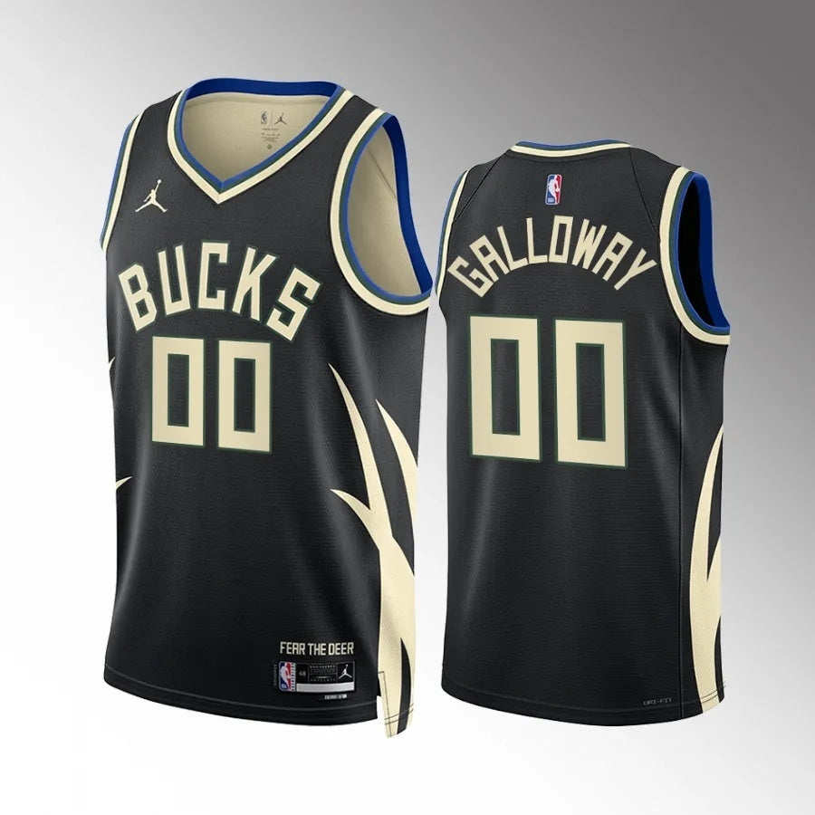 Milwaukee Bucks #00 Jaylin Galloway Black Statement Edition Men Jersey Style 2