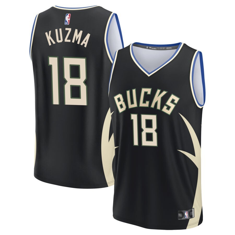 Milwaukee Bucks #18 Kyle Kuzma Statement Edition - Black