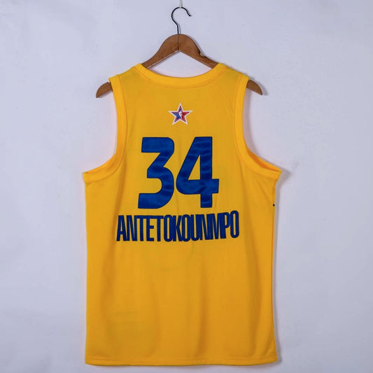 Milwaukee Bucks #34 Giannis Antetokounmpo 2021 All-Star 34 # Yellow Style 1