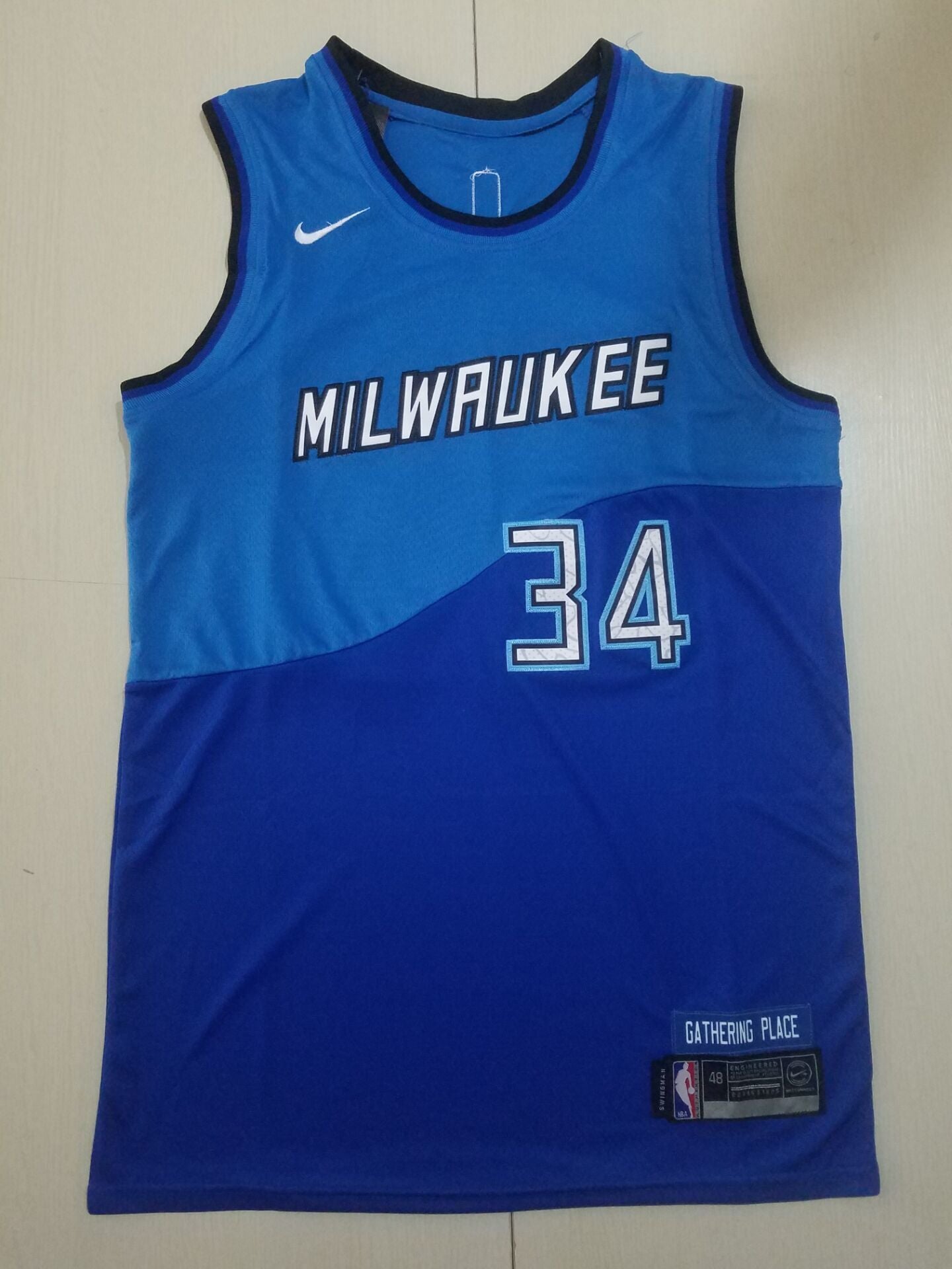 Milwaukee Bucks #34 Giannis Antetokounmpo Bucks City Edition Blue S-XXL Style 2