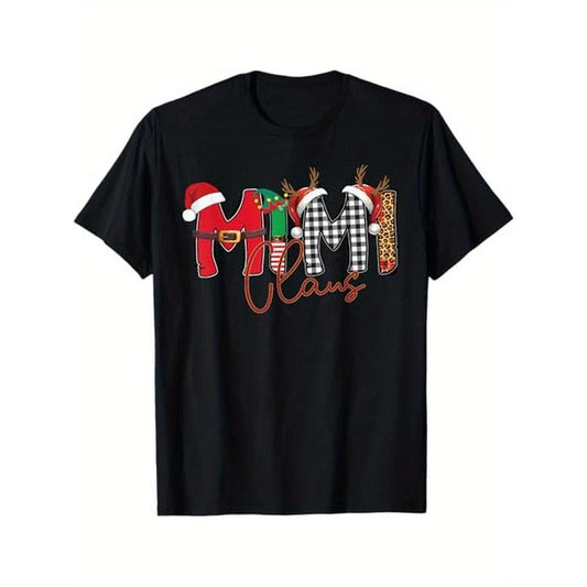 Mimi Hats Claus Christmas Santa Matching Family Pajama Group T-Shirt, 100% Cotton, Gift for Men Women Dad Mom Friends, S-XXXL, Black Made in USA