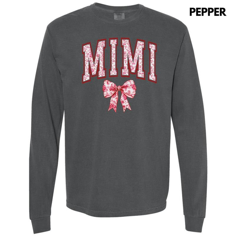 Mimi Red Ginger Jar Florals Long Sleeve Comfort Colors T-Shirt 'NLB'