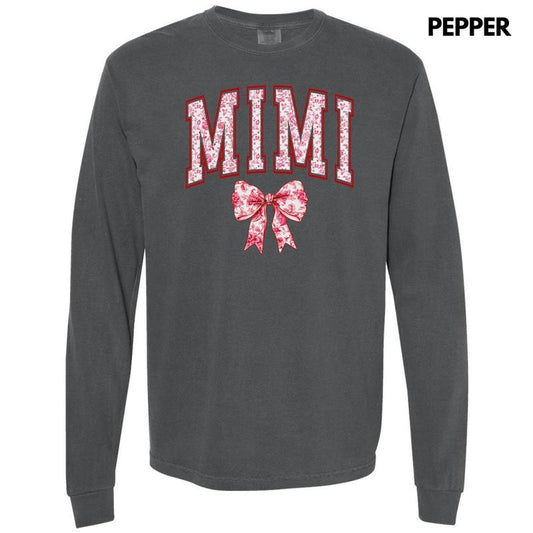 Mimi Red Ginger Jar Florals Long Sleeve Comfort Colors T-Shirt 'NLB'