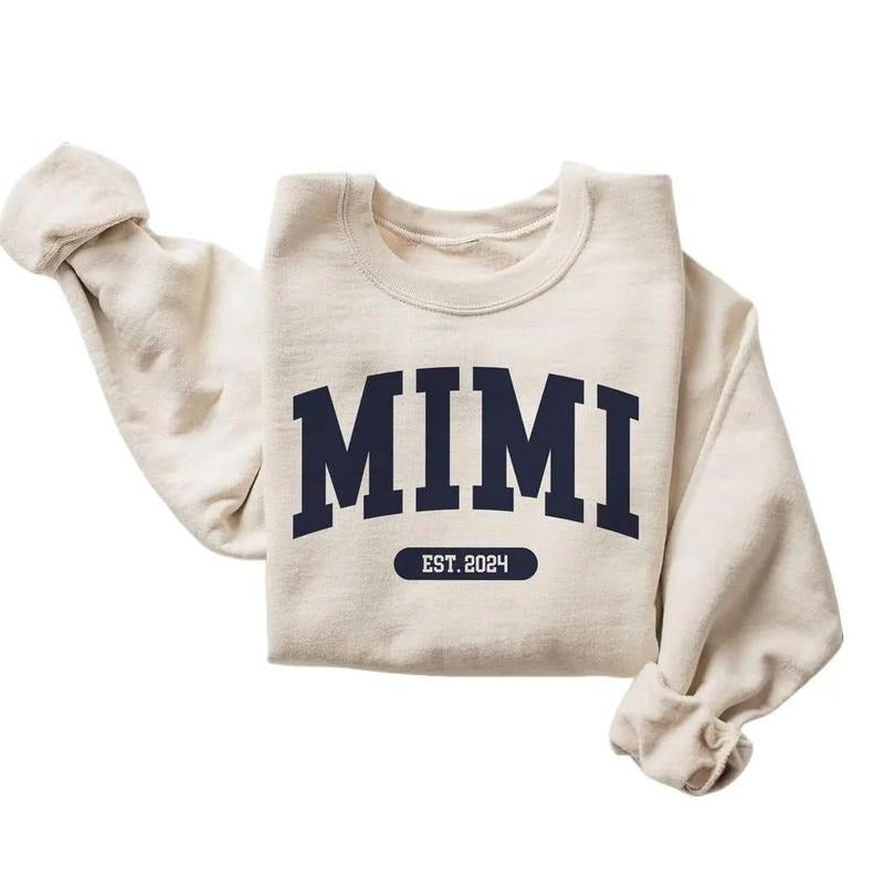 Mimi Varsity Sweatshirt Mimi - New Mimi To Be Gift Pregnancy Reveal Unisex Cotton Pullover Hoodie T-shirt | WearSparks.com