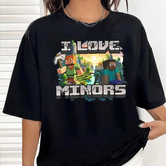 Minecraft Meme Shirt I Love Miners T-Shirt for Fans Casual Style funny graphic tees, Minecraft Movie shirt, Videogames Fans, Gamer Gifts
