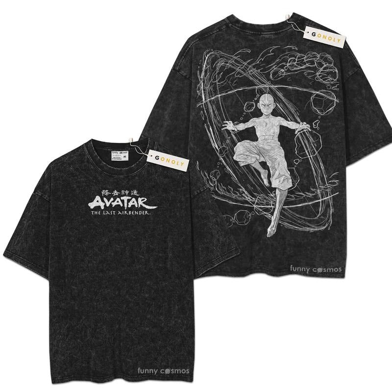 [ Mineral Wash ] Avatar The Last Airbender Graphic Washed Style Shirt Hoodie, Sweatshirt | WearSparks.com