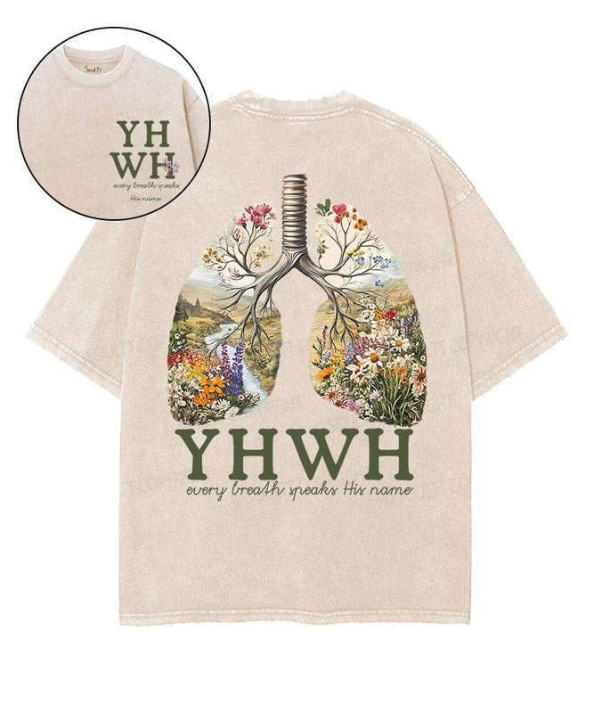 [ Mineral Wash ] Every Breath Speaks His Name Double Sided Unisex Washed Christian TShirt, 5Xl Vintage Jesus Shirt, Cotton Menswear Womenswear