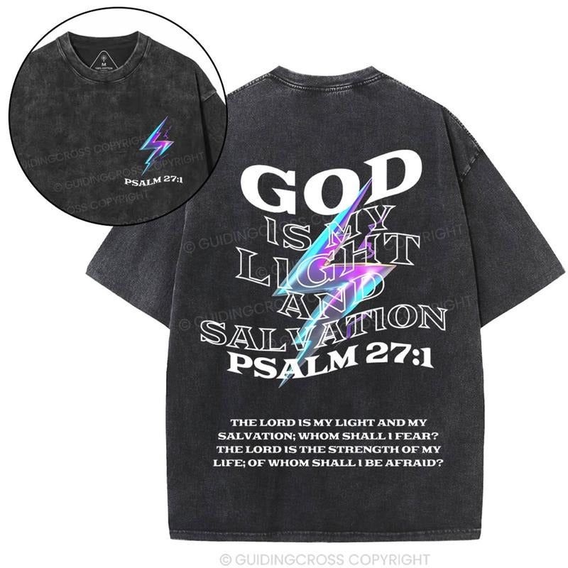 [ Mineral Wash ] God Is My Light Chirstian Washed Shirt Jesus Graphic Washed Style Shirt Hoodie, Sweatshirt | WearSparks.com