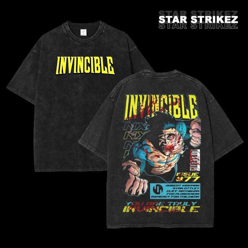 [ Mineral Wash ] Invincible War Washed Tshirt, Comics TShirt, Tv Show Comics Washed TShirt Heavyweight Cotton, Unisex Shirt Streetwear Graphic Tshirt Menswear