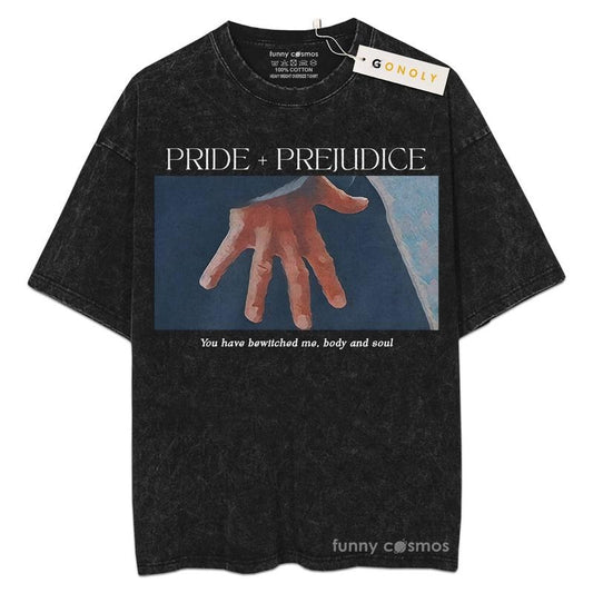 [ Mineral Wash ] Pride And Prejudice Hand Flex Scene Y2K 90S For Fans Lover Book, Bookish, Graphic Washed Style Shirt