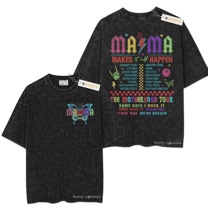 [ Mineral Wash ] The Motherhood Tour Mom Mother's Day Shirt, Some Days I Rock It, Graphic Washed Style Shirt