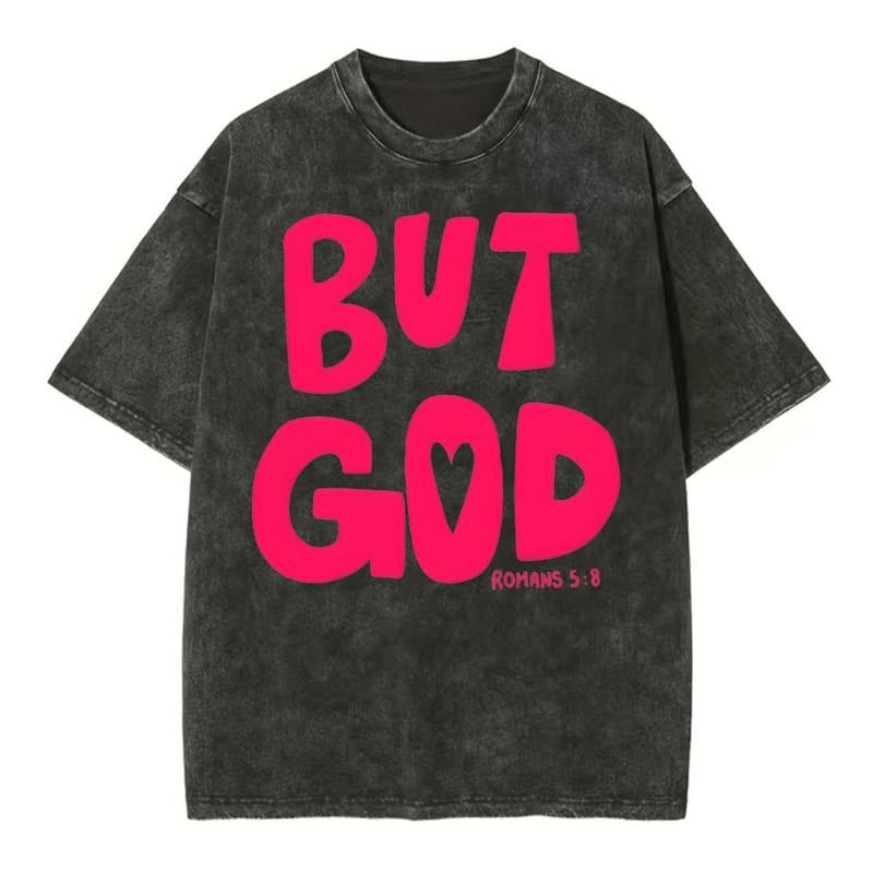 [Mineral Wash Shirt] YHWH Floral Nature Lung Christian Washed Shirt Jesus Graphic Washed Style Shirt Casual Crewneck
