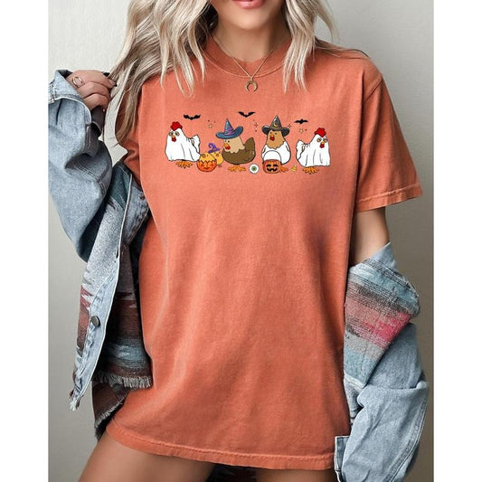 Mini Chickens, Witch, Skeleton, Funny, Spooky, Aesthetic, Meme, Halloween, Costume, Tshirt, Women's, Comfort Colors Tee, Spooky, Tshirt, Witch, Pumpkin, Ghost, Skeleton