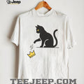 Minimalist Black Cat Knocking Over Crown Graphic T Shirt