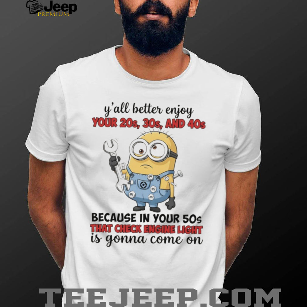 Minion Mechanic 50s Check Engine Light Funny Aging T Shirt