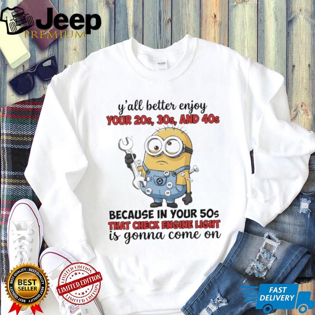 Minion Mechanic 50s Check Engine Light Funny Aging T Shirt