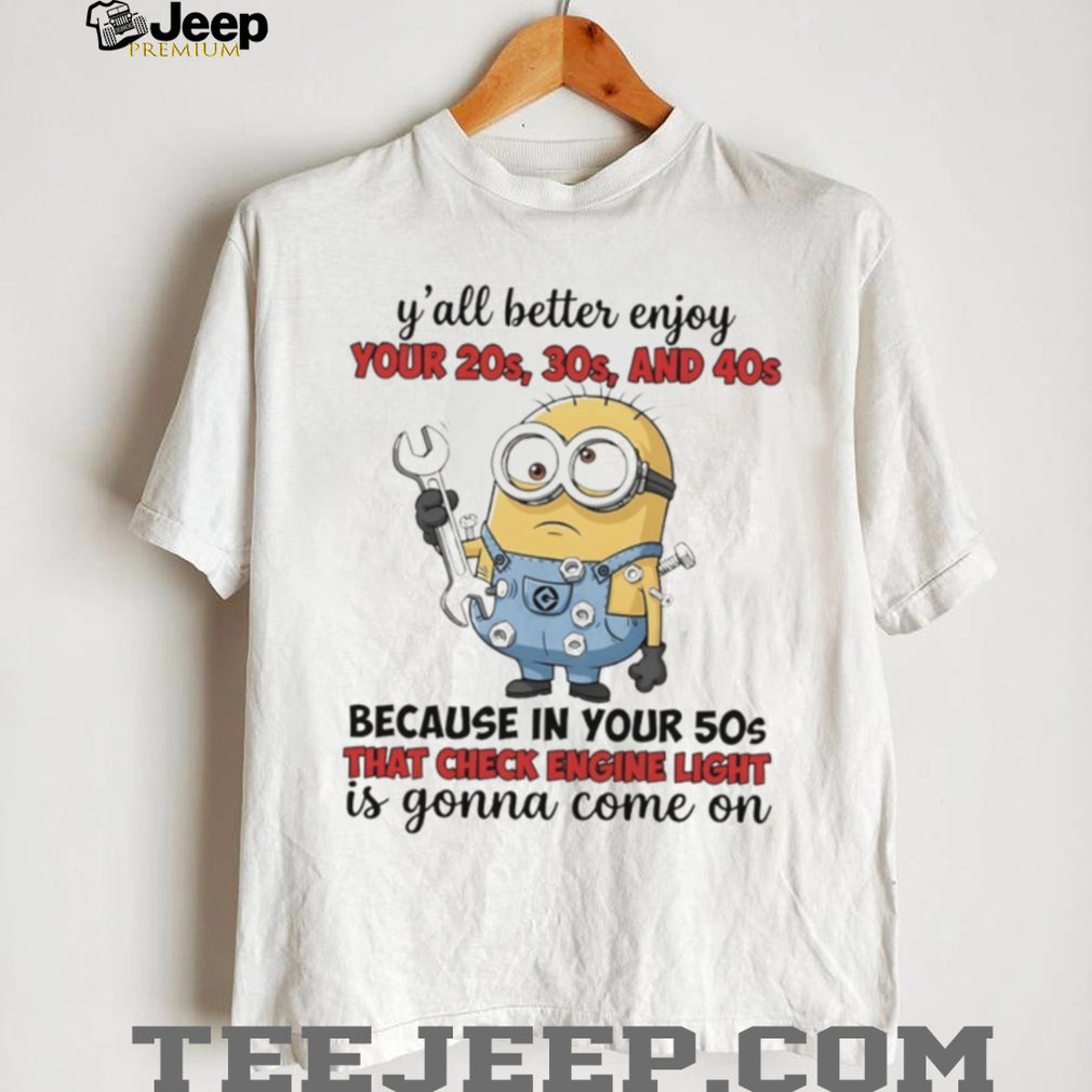 Minion Mechanic 50s Check Engine Light Funny Aging T Shirt
