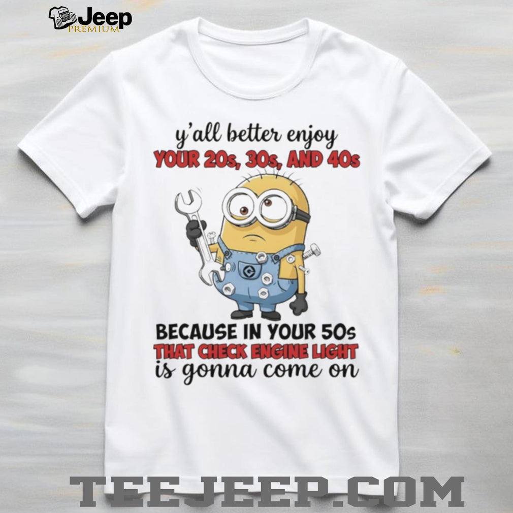 Minion Mechanic 50s Check Engine Light Funny Aging T Shirt