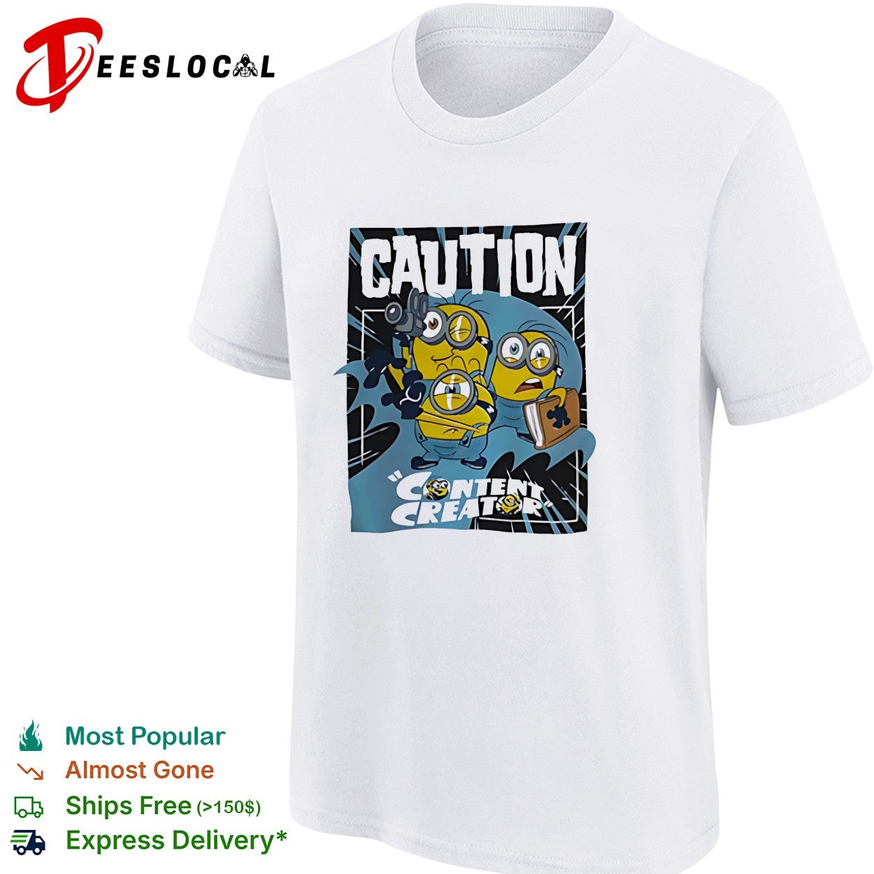 Minions content creator camera book shirt