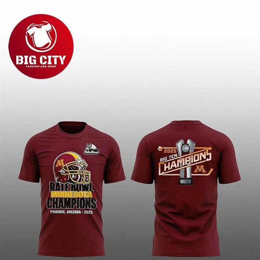 Minnesota Golden Gophers Rate Bowl 2025 Big Ten Champions Two Sided Shirt